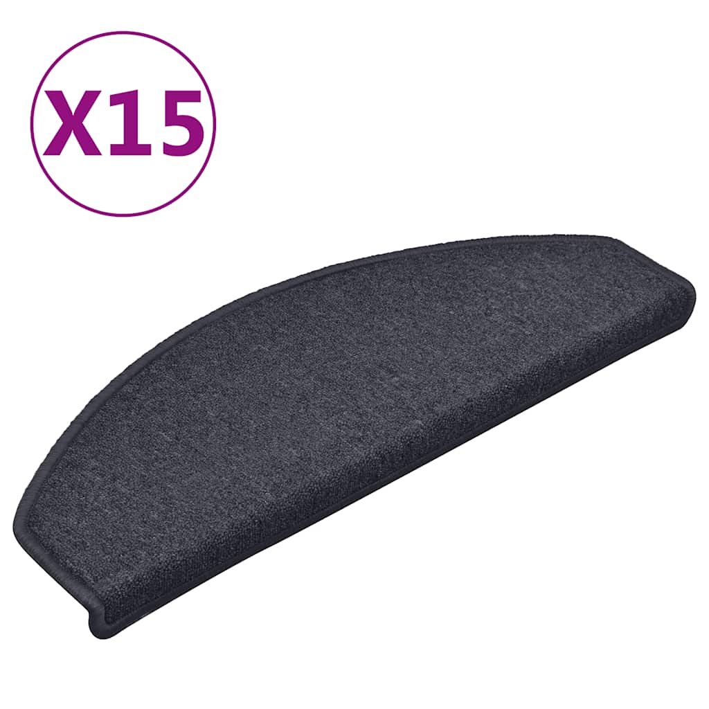 Stufenmatten 15 Stk. 65 x 24 x 4 cm Dunkelgrau und Blau Halbrund Groß