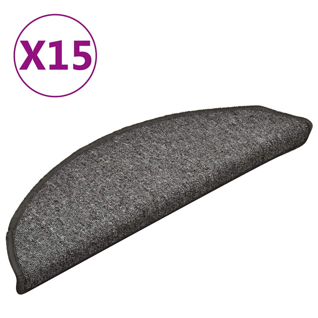 Stufenmatten 15 Stk. 56x17x3 cm Grau und Schwarz Halbrund