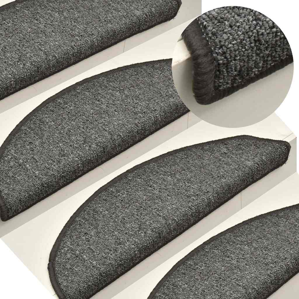 Stufenmatten 15 Stk. 56x17x3 cm Grau und Schwarz Halbrund