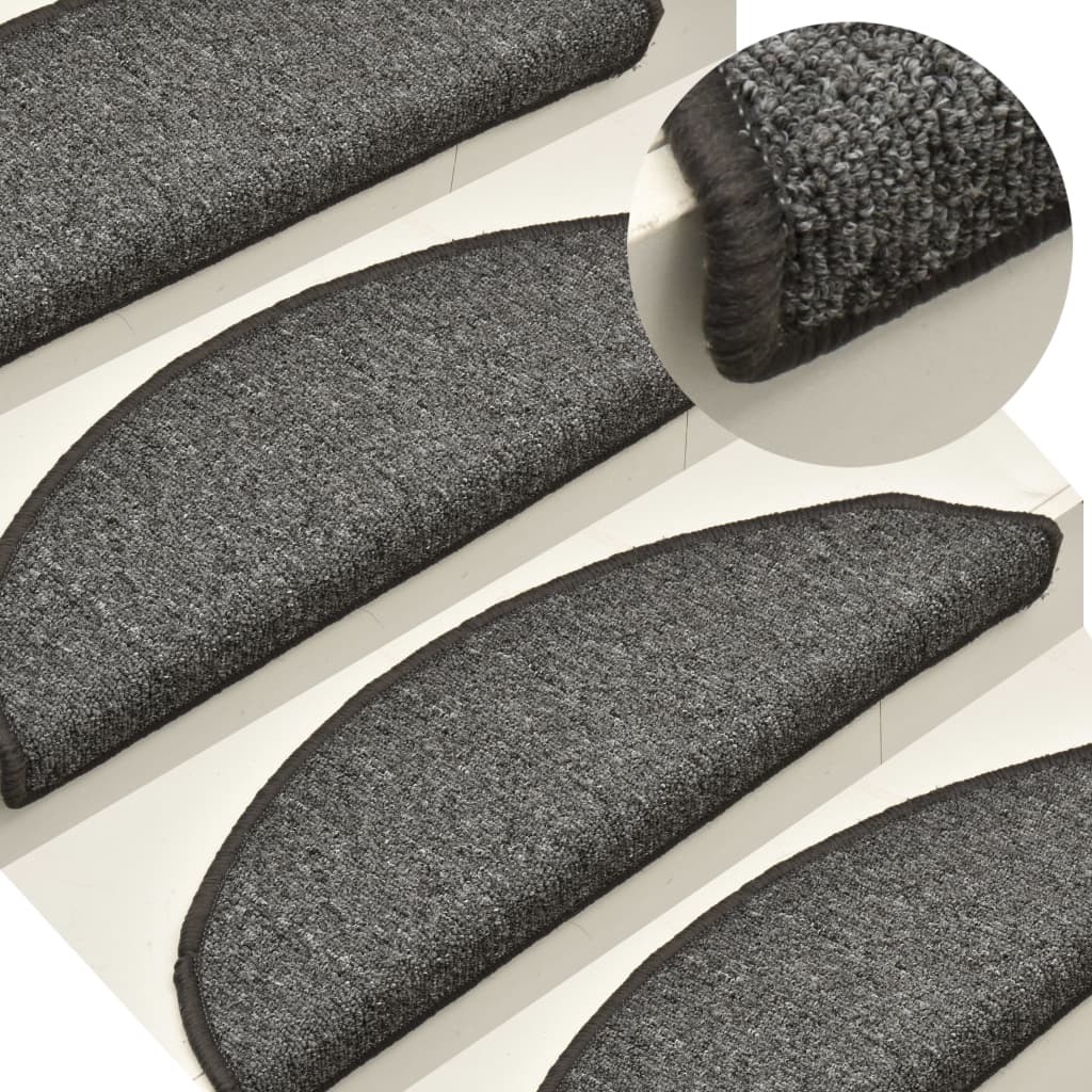 Stufenmatten 15 Stk. 56x17x3 cm Dunkelgrau Halbrund