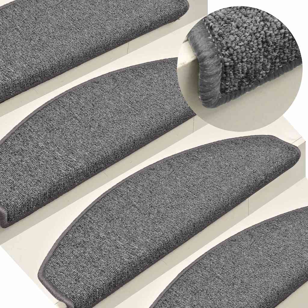 Stufenmatten 15 Stk. 65x24x4 cm Grau und Schwarz Halbrund Groß
