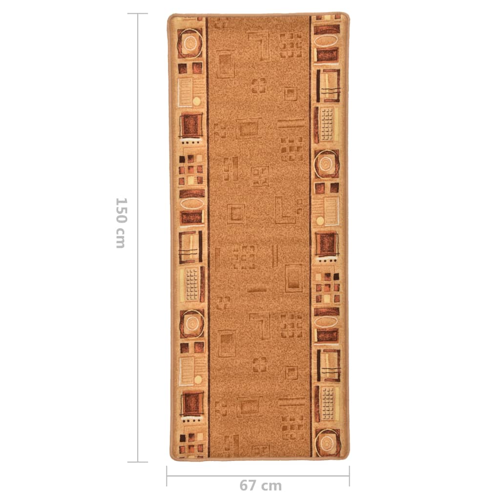 Teppichläufer Gummirücken Beige 67x150 cm