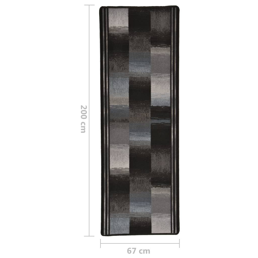 Teppichläufer Gummirücken Schwarz 67x200 cm