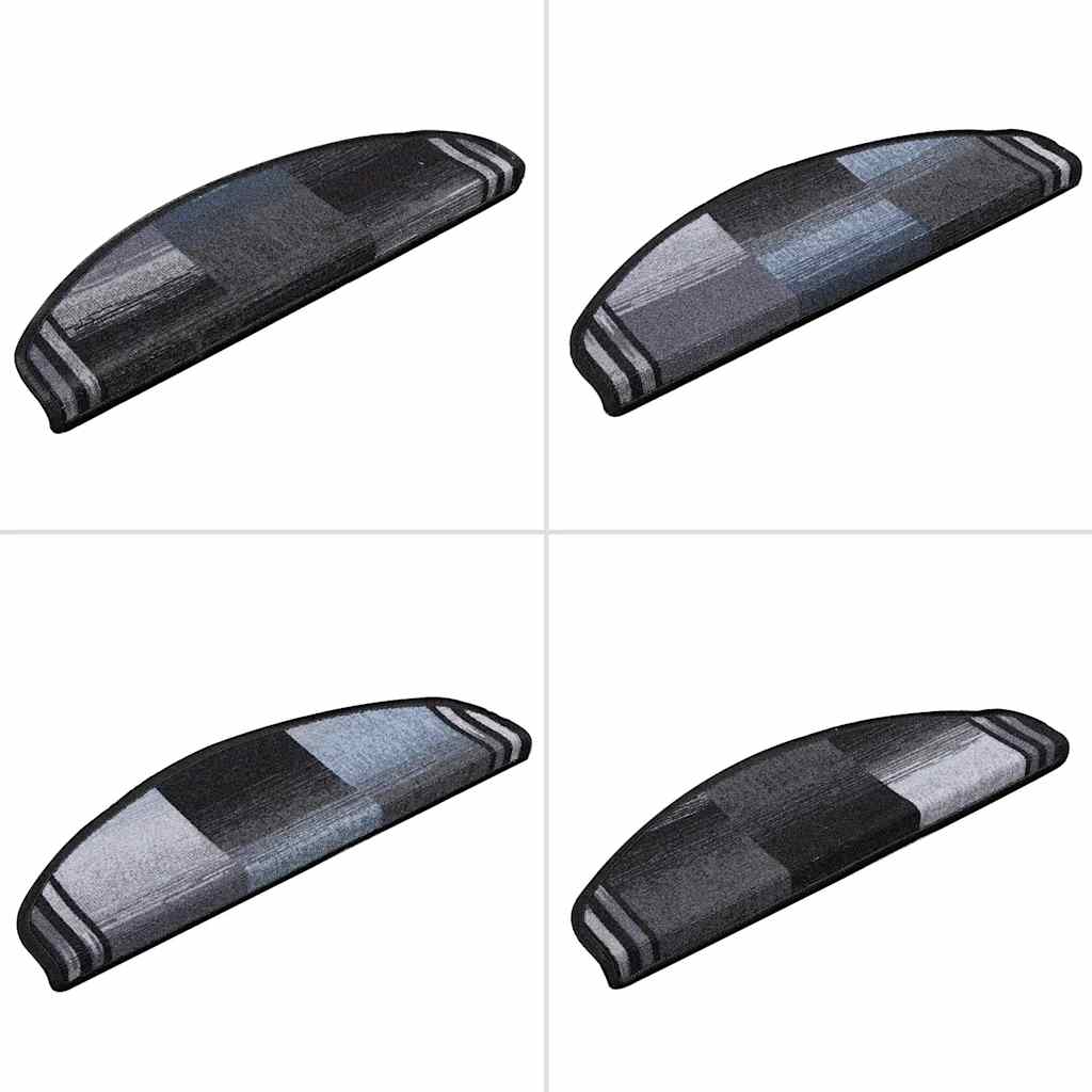 Treppenmatten Selbstklebend 15 Stk. Schwarz und Grau 65x21x4 cm