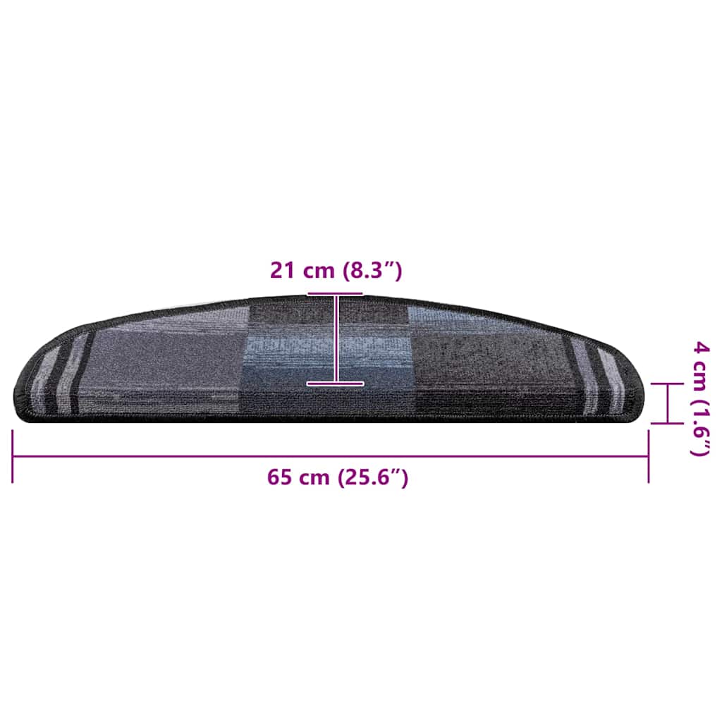 Treppenmatten Selbstklebend 15 Stk. Schwarz und Grau 65x21x4 cm