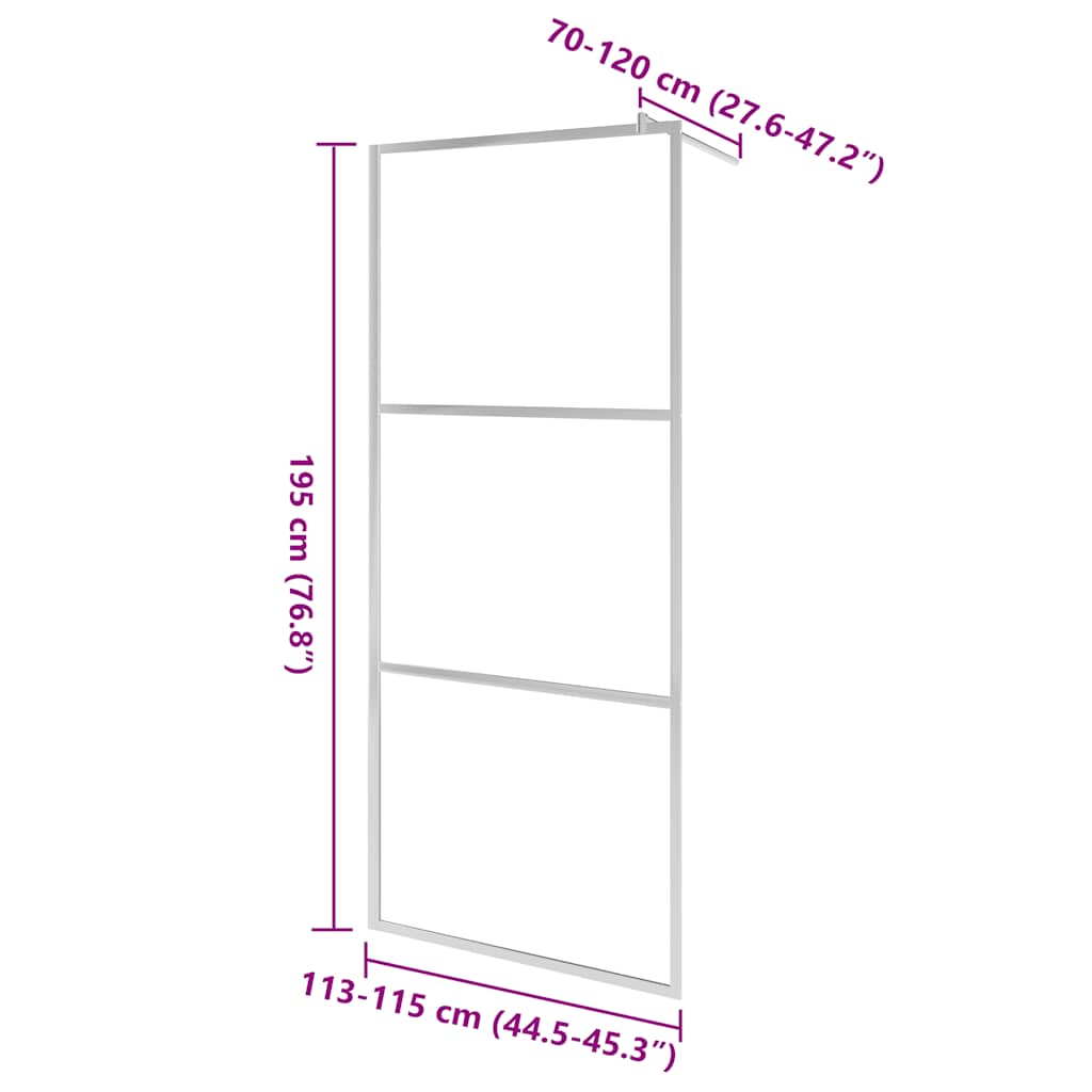 Begehbare Duschwand mit voll mattiertem ESG-Glas 115x195 cm