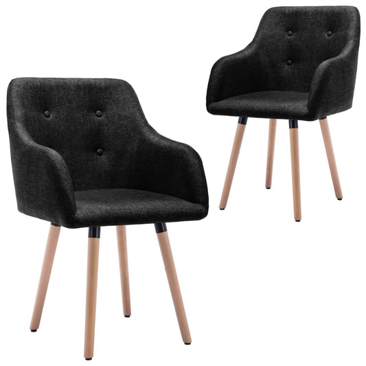 Esszimmerstühle 2 Stk. Schwarz Stoff