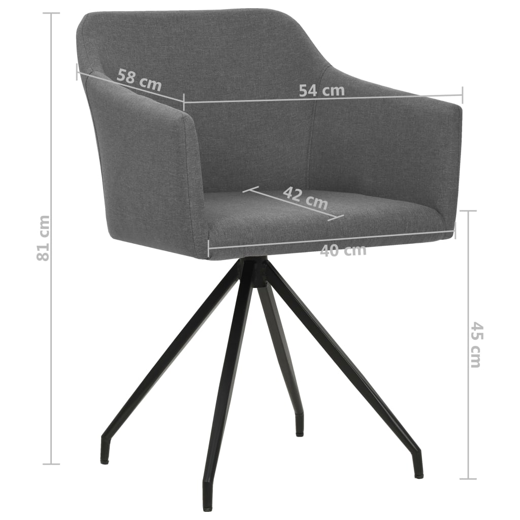 Swivel dining chairs 2 pcs. Light grey fabric
