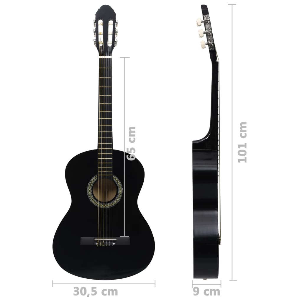 Klassikgitarre für Anfänger mit Tasche Schwarz 4/4 39"