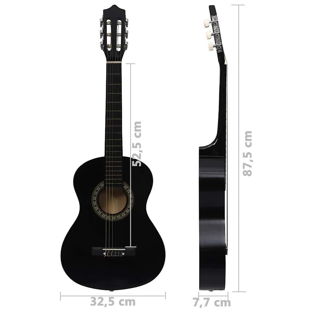 Klassikgitarre für Anfänger Kinder mit Tasche Schwarz 1/2 34