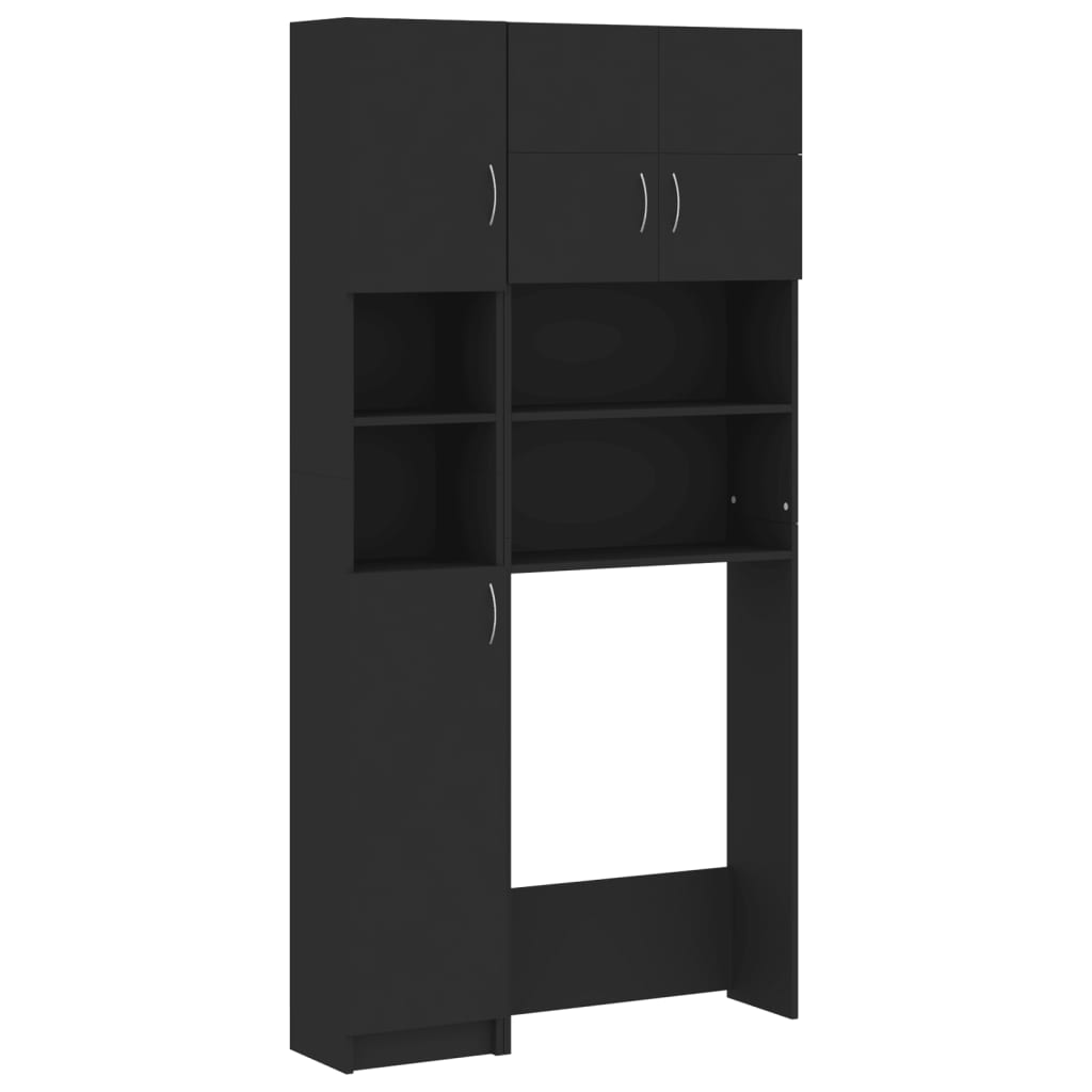 Ensemble de meubles pour machine à laver en bois noir