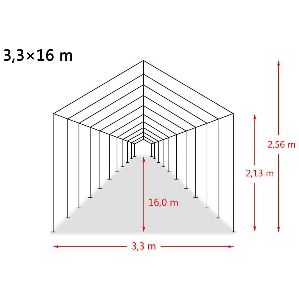 Weidezelt PVC 550 g/m² 3,3×16 m Dunkelgrün