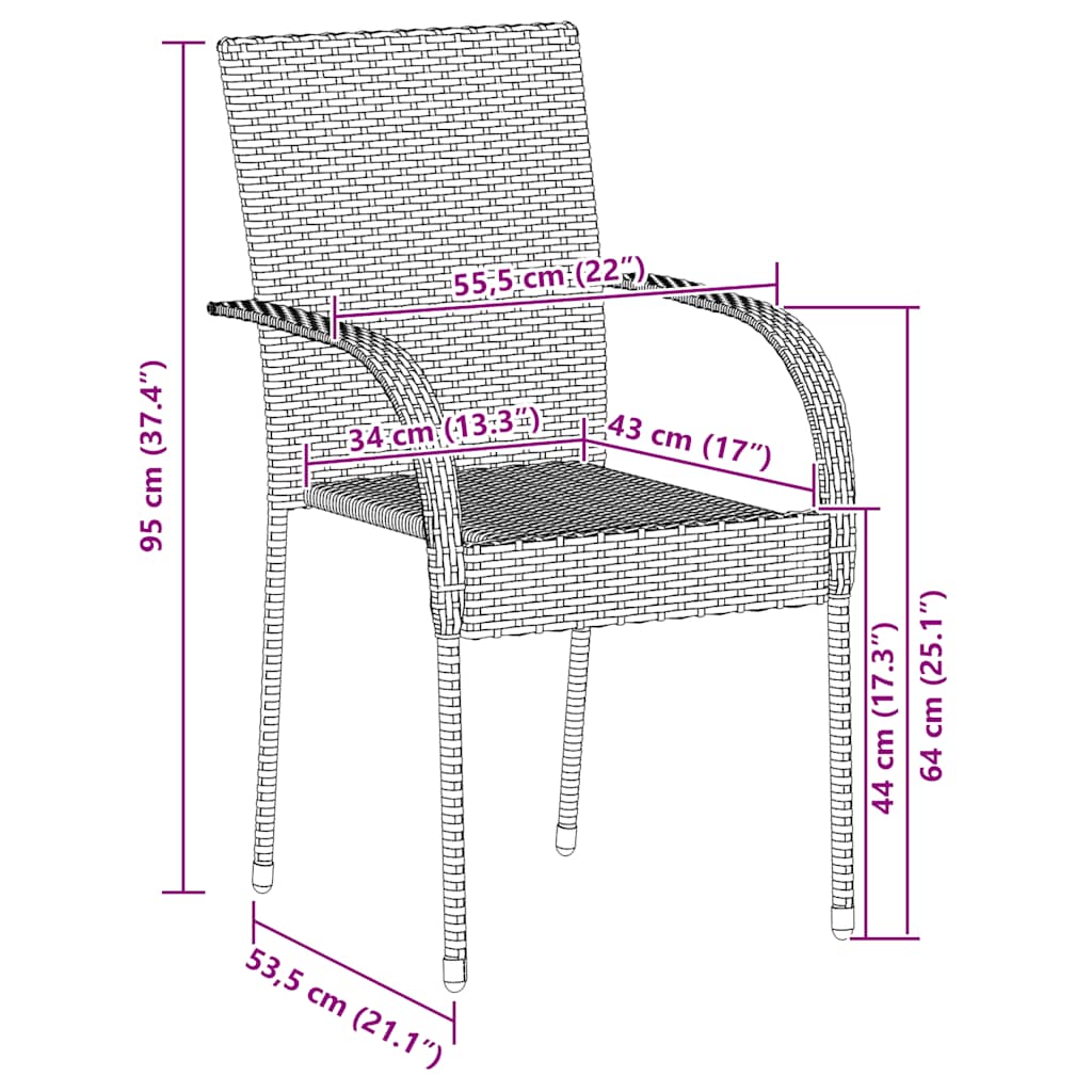 Stapelbare Gartenstühle 4 Stk. Poly Rattan Schwarz