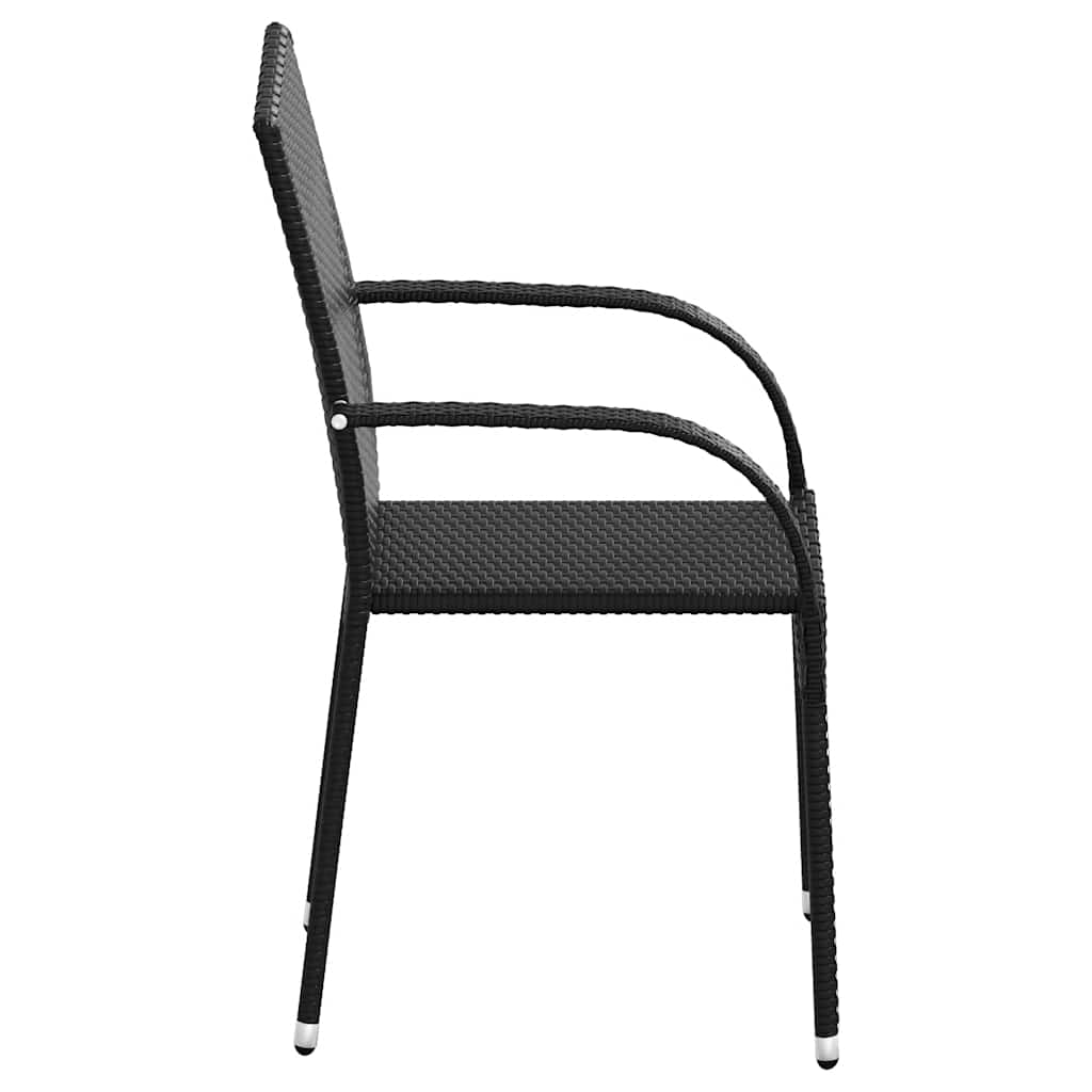 Stapelbare Gartenstühle 6 Stk. Poly Rattan Schwarz
