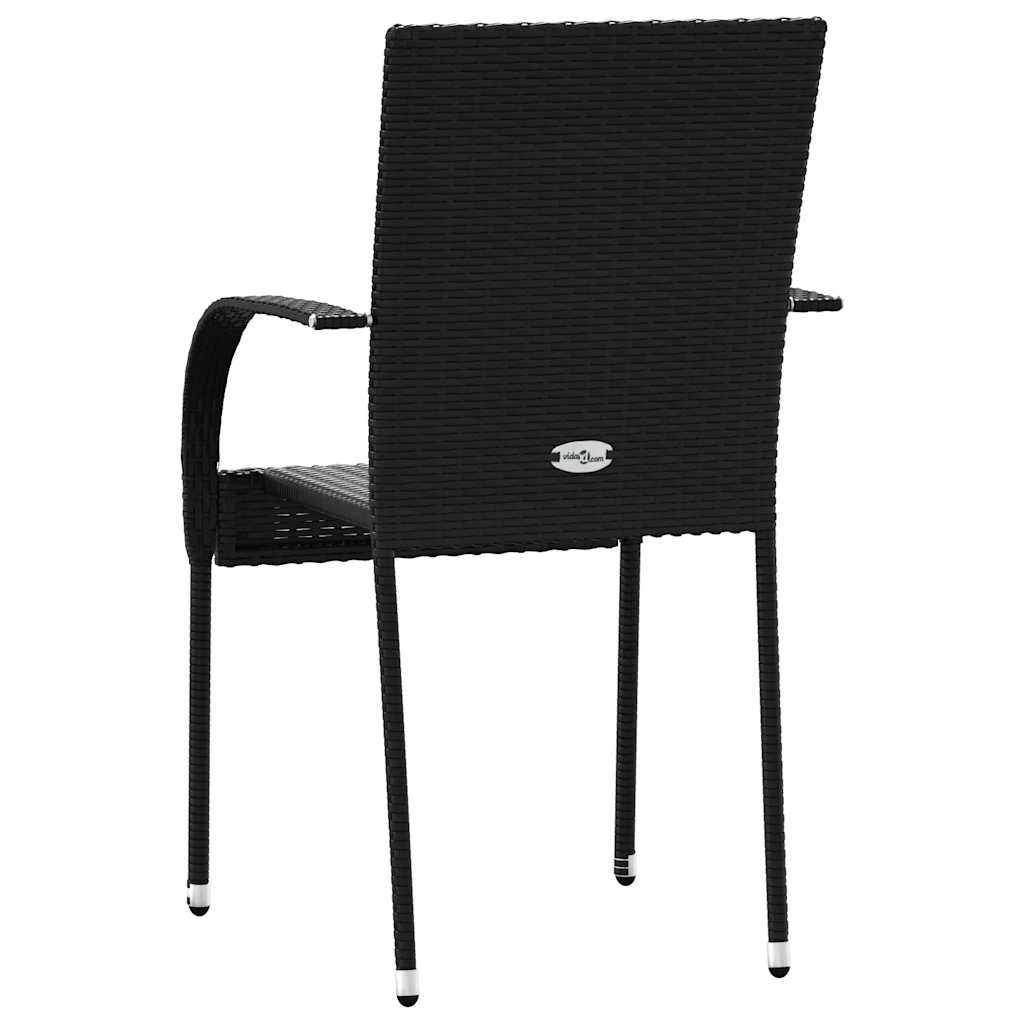 Stapelbare Gartenstühle 6 Stk. Poly Rattan Schwarz