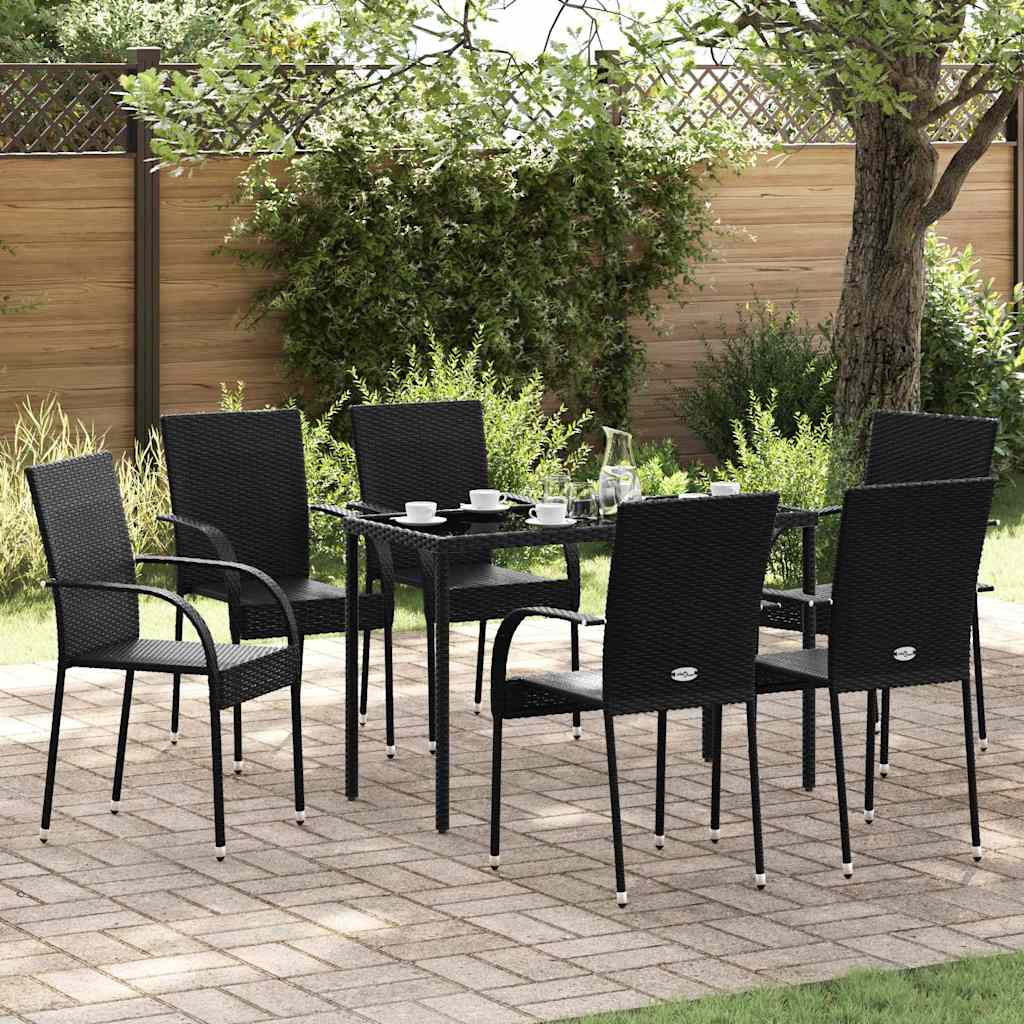 Stapelbare Gartenstühle 6 Stk. Poly Rattan Schwarz