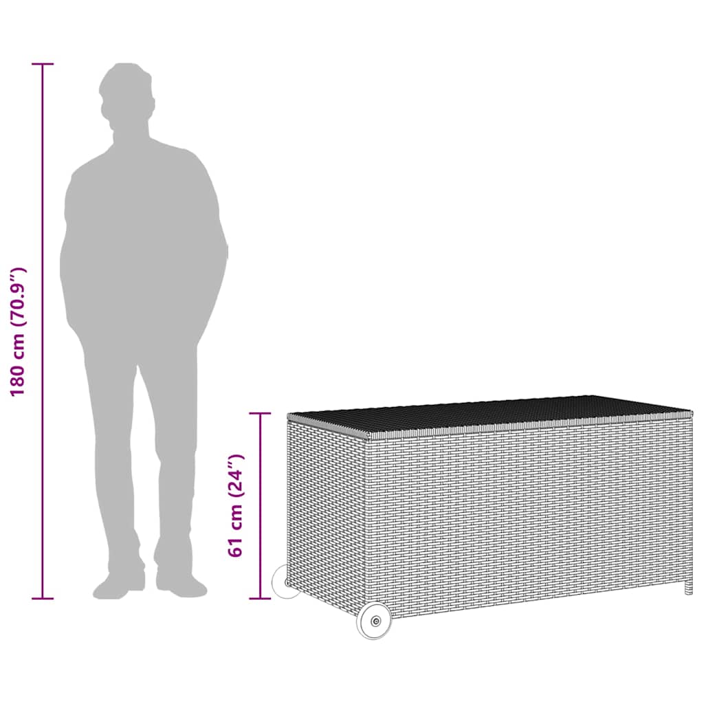 Garten-Auflagenbox Schwarz 120x65x61 cm Poly Rattan