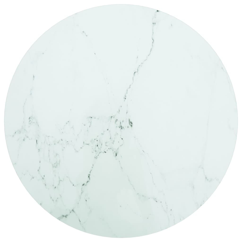 Tischplatte Weiß Ø60x0,8 cm Hartglas in Marmoroptik