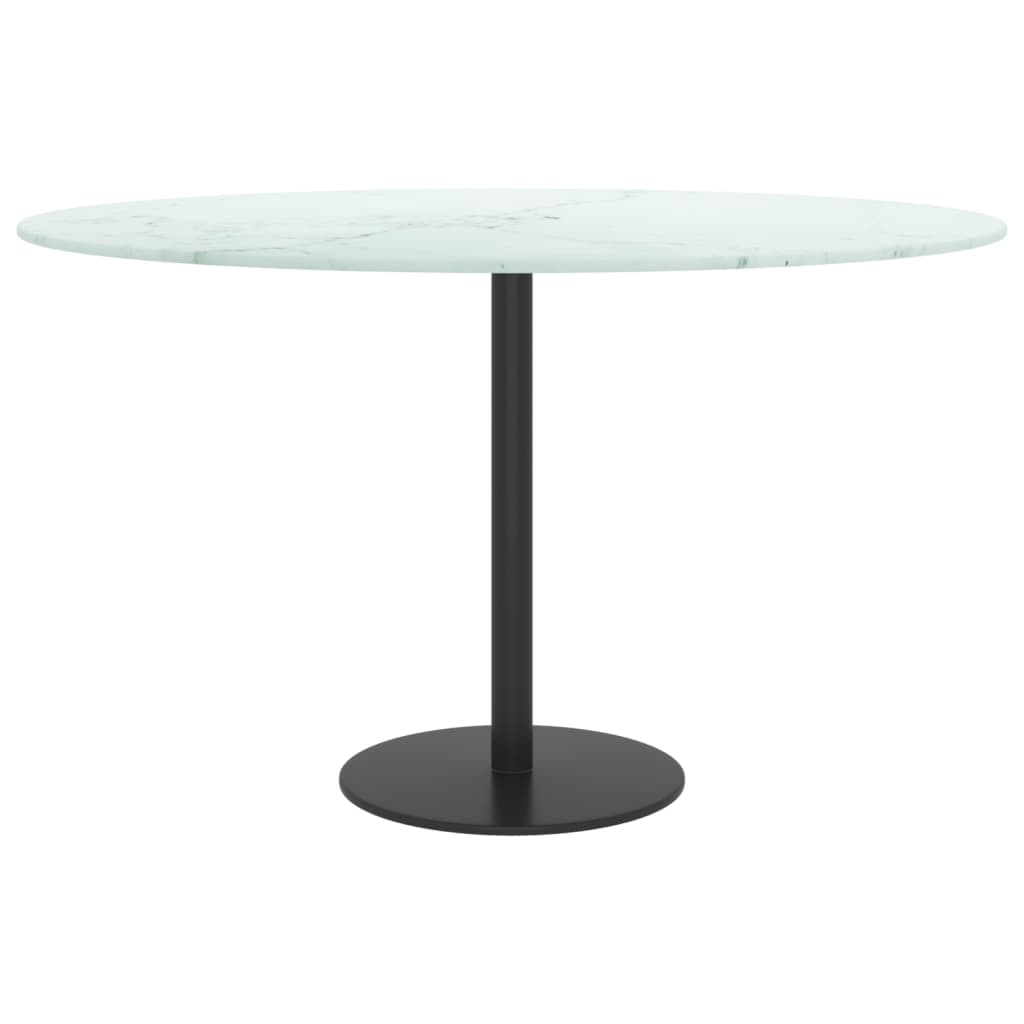 Tischplatte Weiß Ø70x0,8 cm Hartglas in Marmoroptik