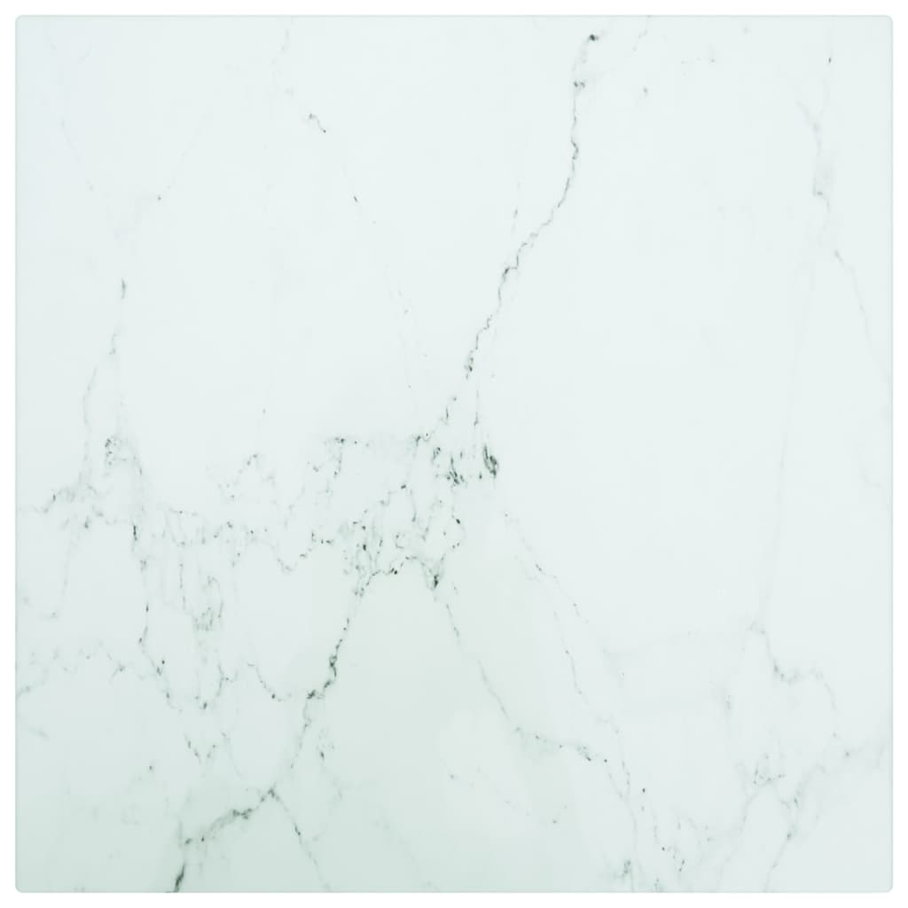 Tischplatte Weiß 30x30 cm 6 mm Hartglas in Marmoroptik