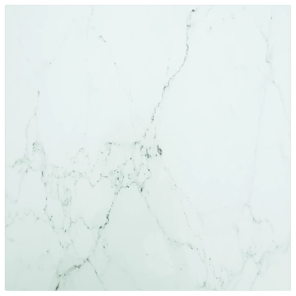 Tischplatte Weiß 50x50 cm 6 mm Hartglas in Marmoroptik