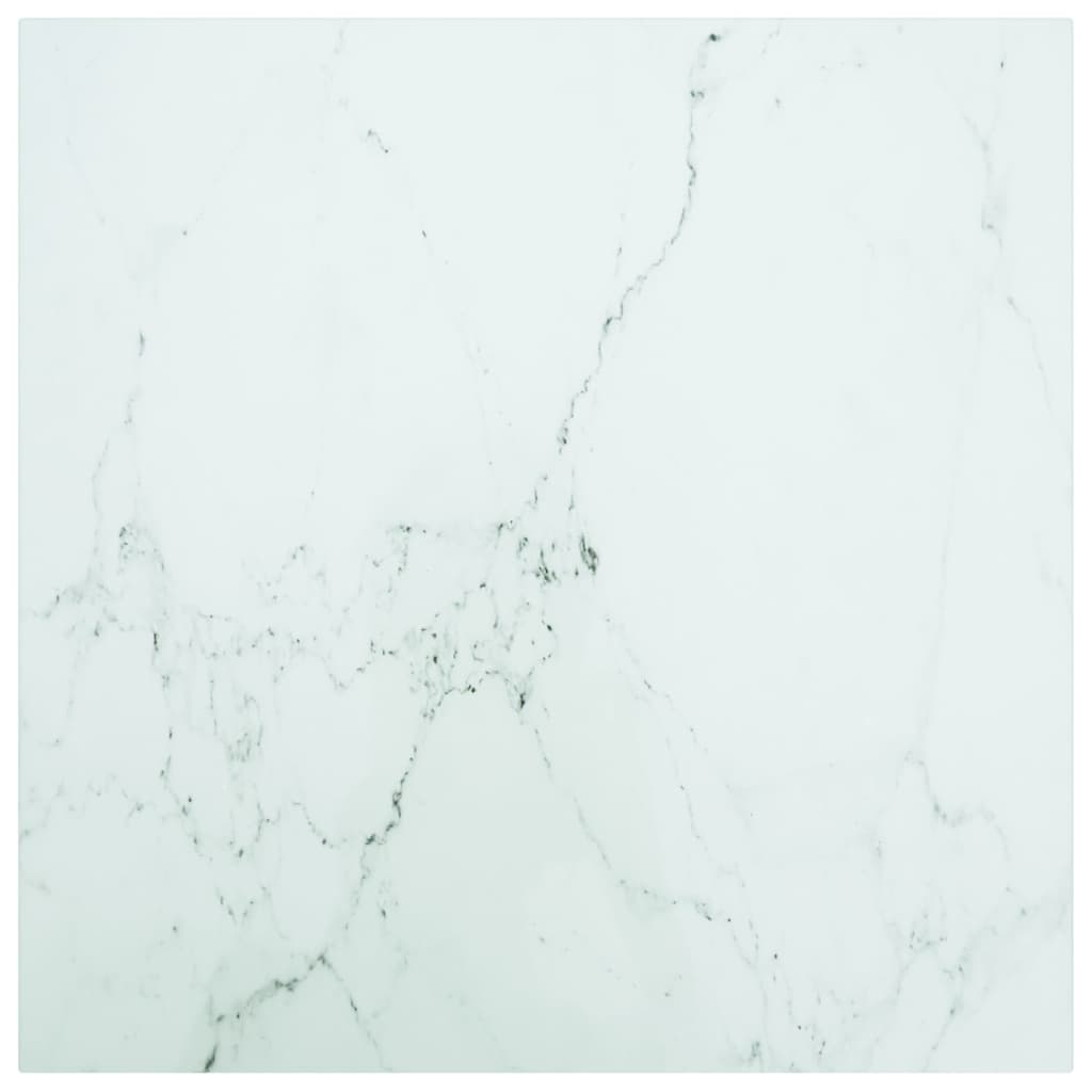 Tischplatte Weiß 60x60 cm 6 mm Hartglas in Marmoroptik