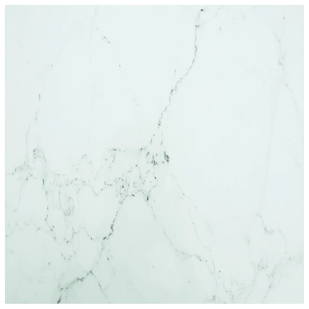 Tischplatte Weiß 80x80 cm 6 mm Hartglas in Marmoroptik