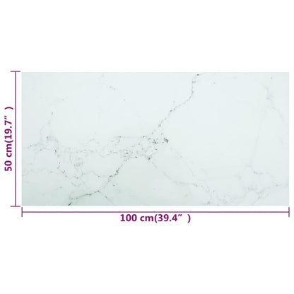 Tischplatte Weiß 100x50 cm 6 mm Hartglas in Marmoroptik