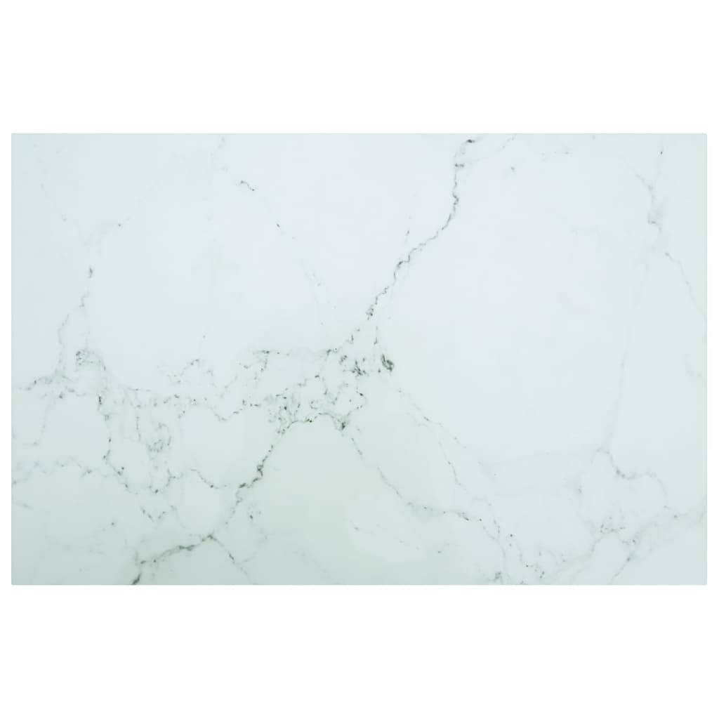 Tischplatte Weiß 100x62 cm 8 mm Hartglas in Marmoroptik
