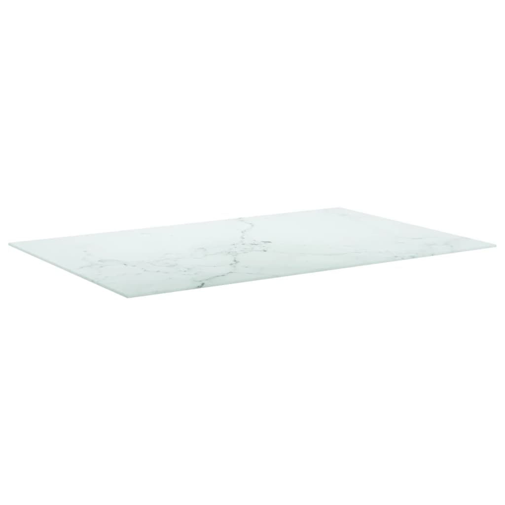 Tischplatte Weiß 100x62 cm 8 mm Hartglas in Marmoroptik