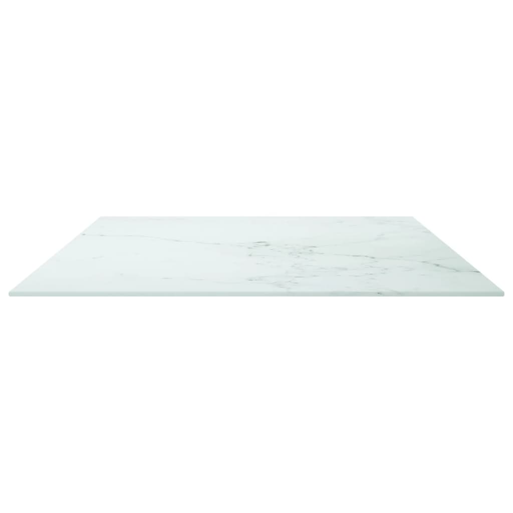 Tischplatte Weiß 100x62 cm 8 mm Hartglas in Marmoroptik
