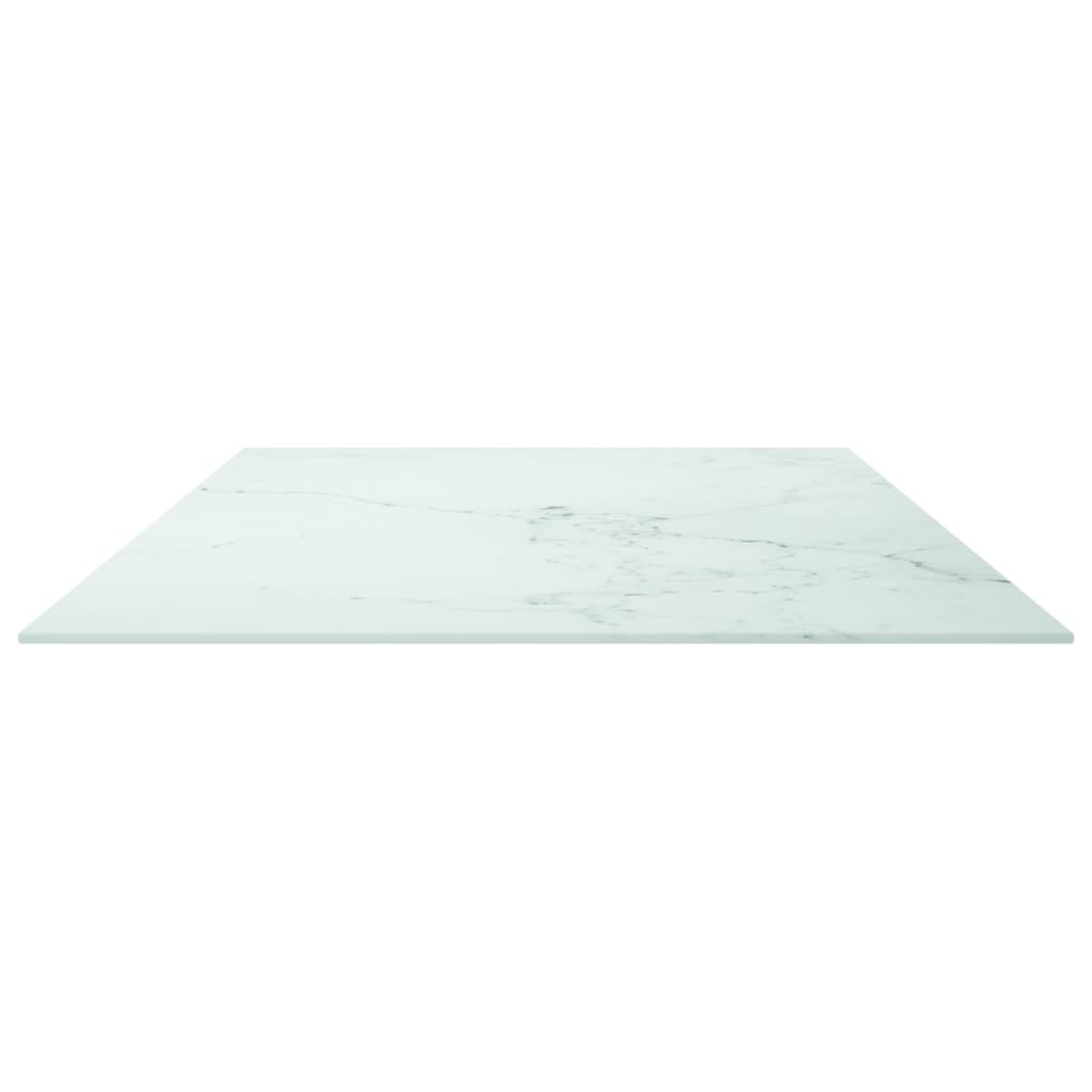 Tischplatte Weiß 120x65 cm 8 mm Hartglas in Marmoroptik