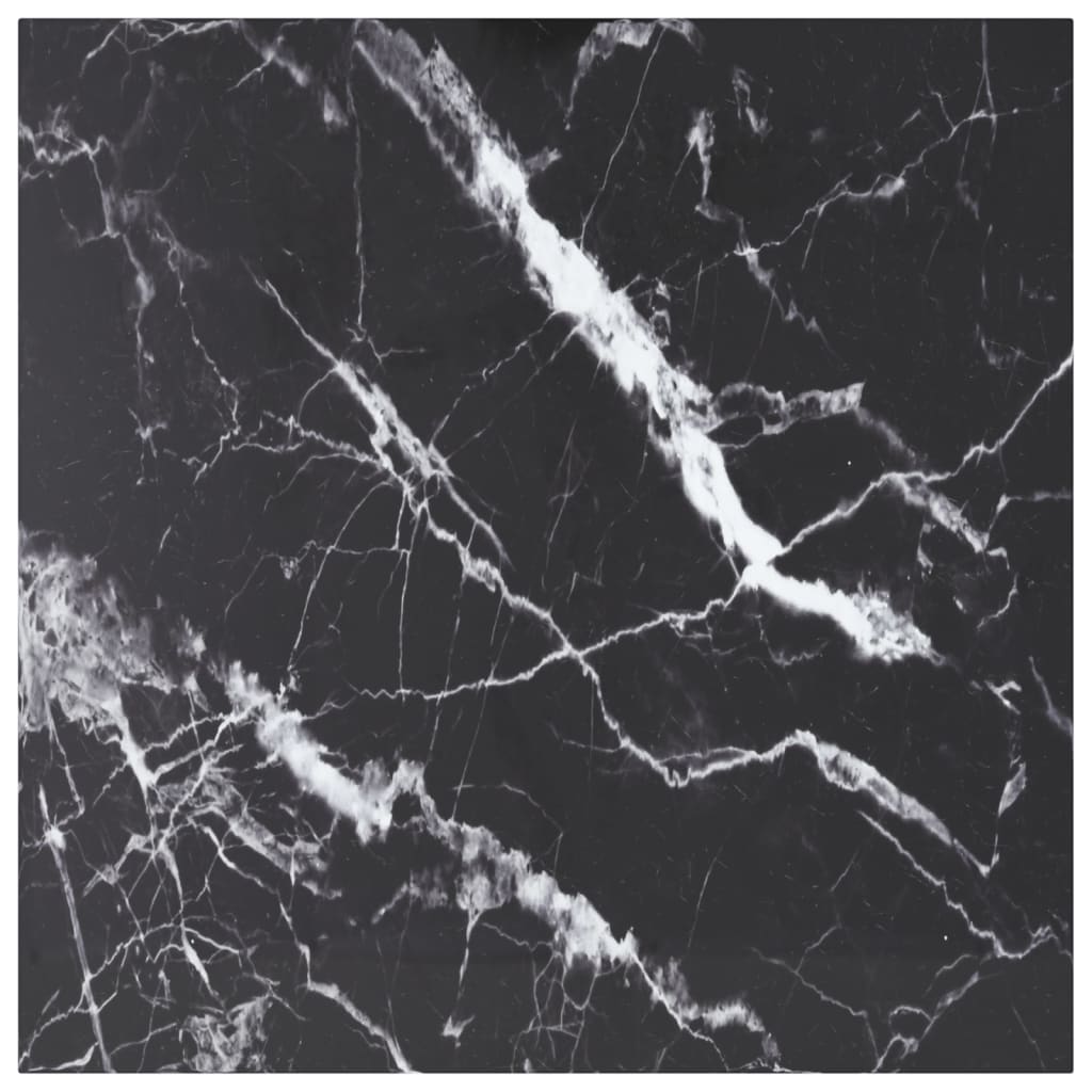 Tischplatte Schwarz 80x80 cm 6 mm Hartglas in Marmoroptik