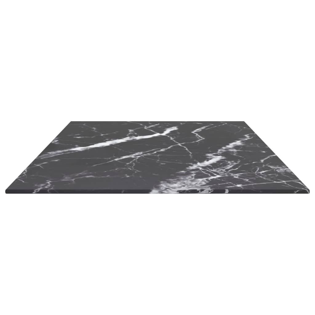 Tischplatte Schwarz 100x50 cm 6 mm Hartglas in Marmoroptik