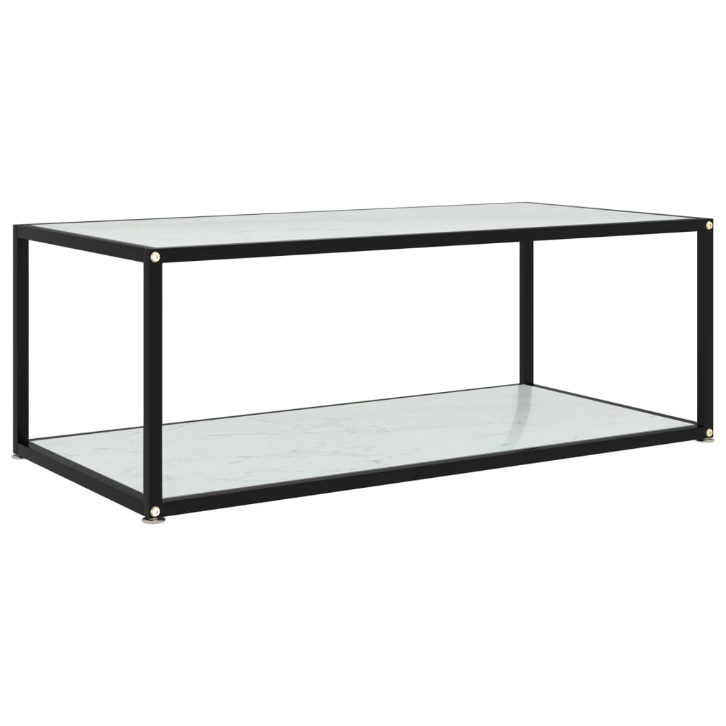 Table basse blanche 100x50x35 cm en verre trempé