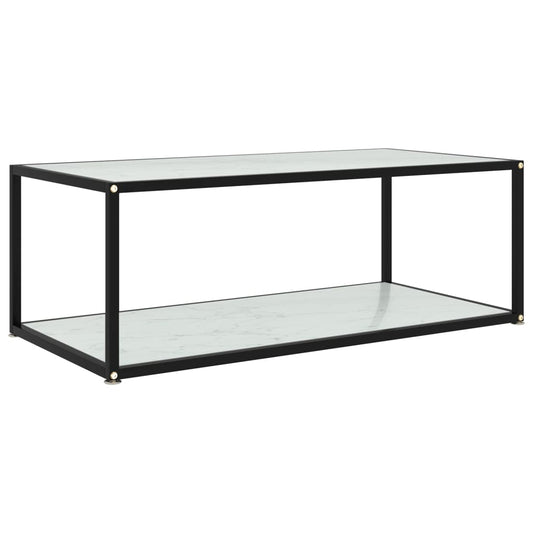 Table basse blanche 100x50x35 cm en verre trempé