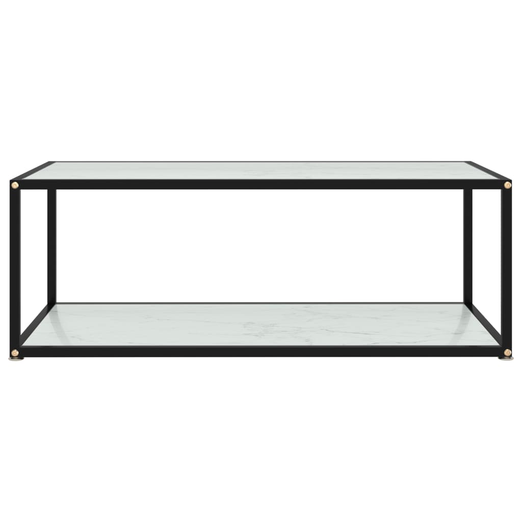 Table basse blanche 100x50x35 cm en verre trempé