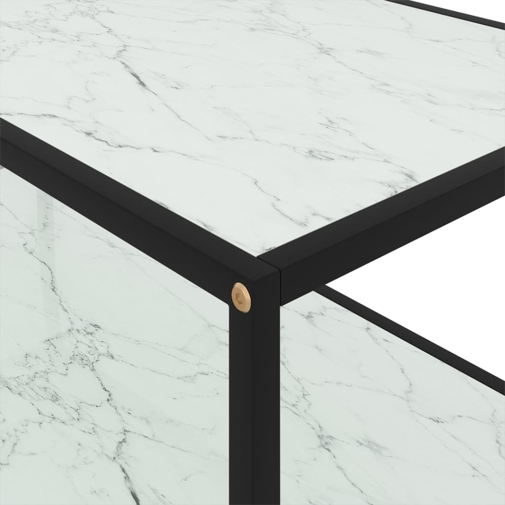 Table basse blanche 100x50x35 cm en verre trempé