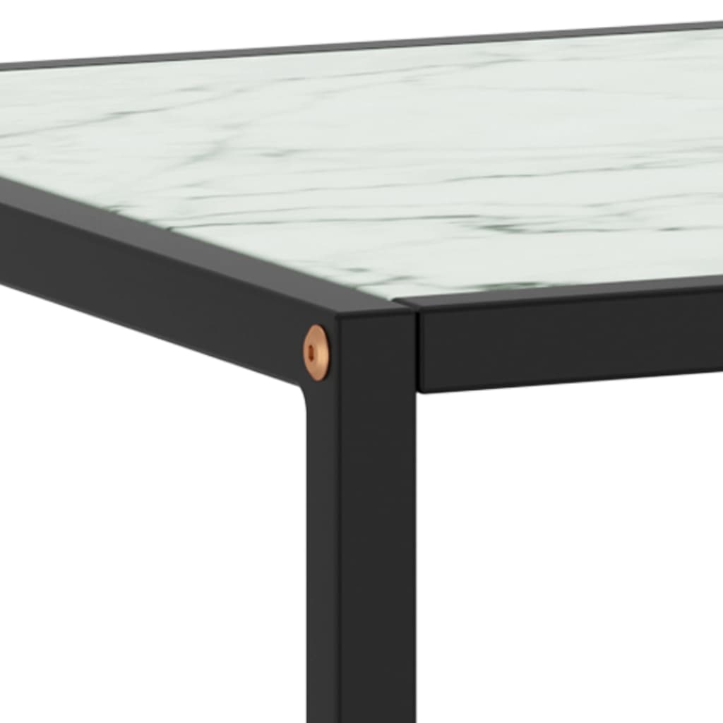 Couchtisch Schwarz mit Weißem Glas Marmor-Optik 40x40x50 cm