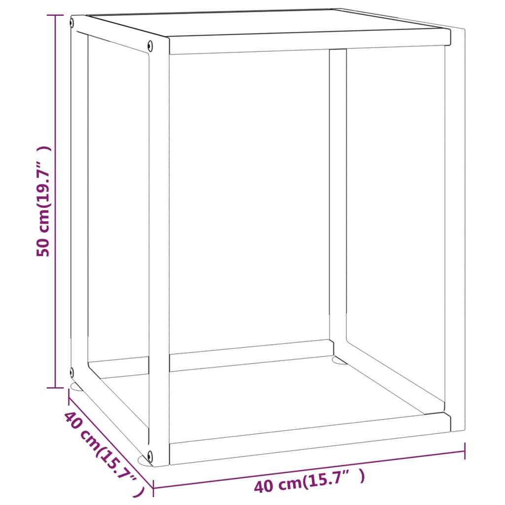 Couchtisch Schwarz mit Weißem Glas Marmor-Optik 40x40x50 cm