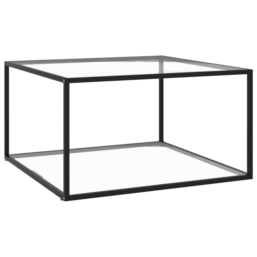 Couchtisch Schwarz mit Hartglas 90x90x50 cm