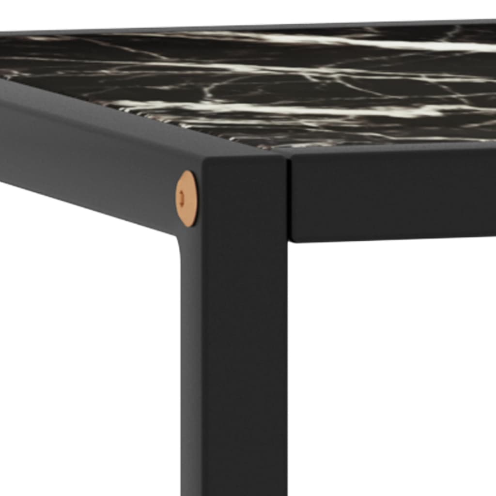 Couchtisch Schwarz mit Schwarzem Glas Marmor-Optik 90x90x50 cm