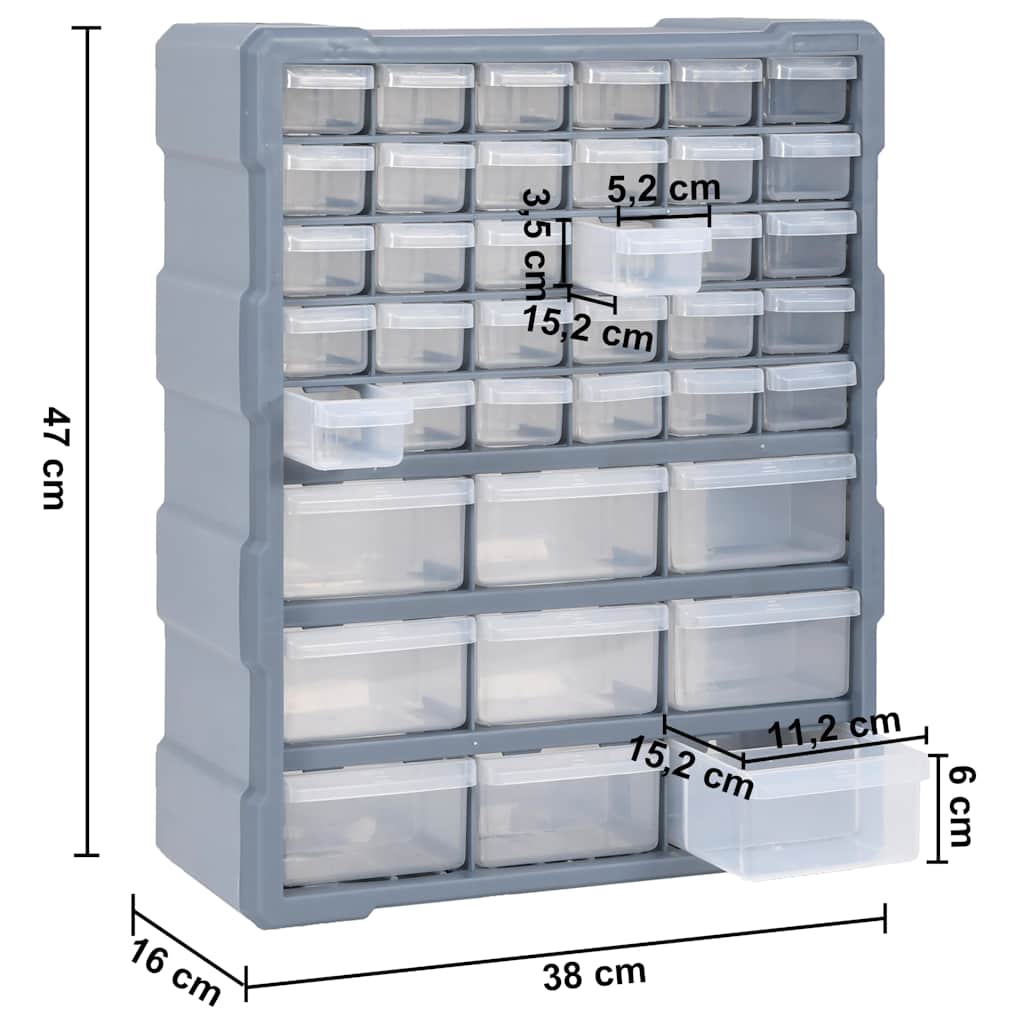 Multi-Schubladen-Organizer mit 39 Schubladen 38x16x47 cm