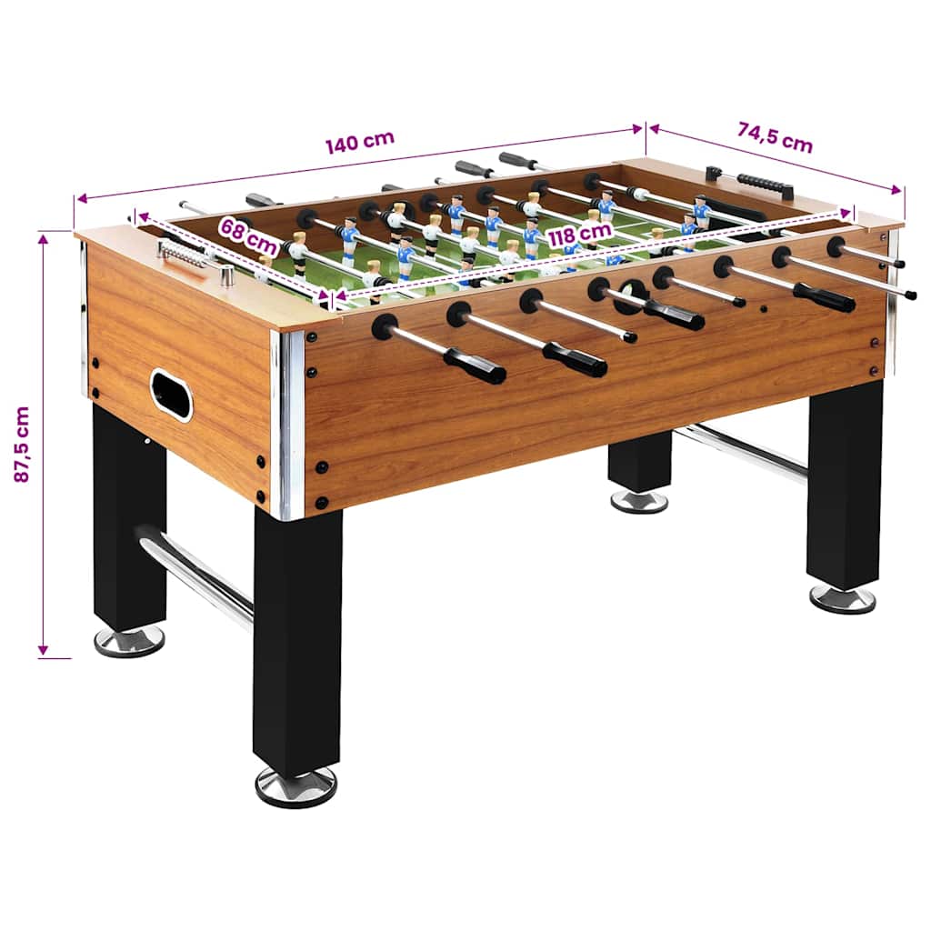 Kickertisch Stahl 60 kg 140x74,5x87,5 cm Hellbraun und Schwarz