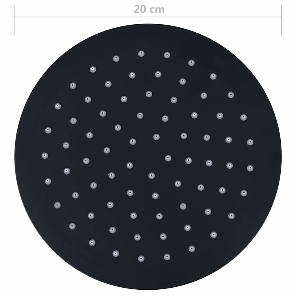 Regenbrause Edelstahl 20 cm Rund Schwarz