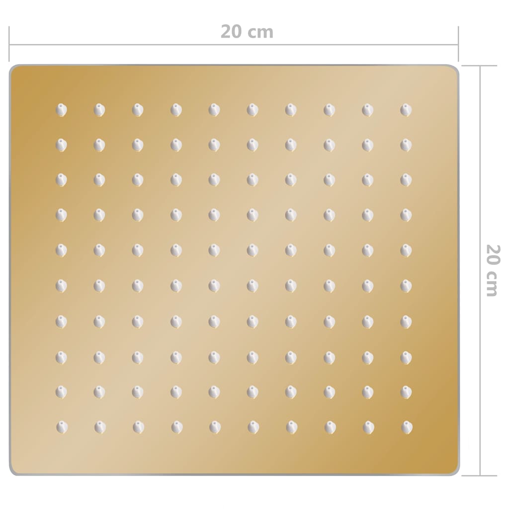 Regenbrause Edelstahl 20x20 cm Quadrat Golden