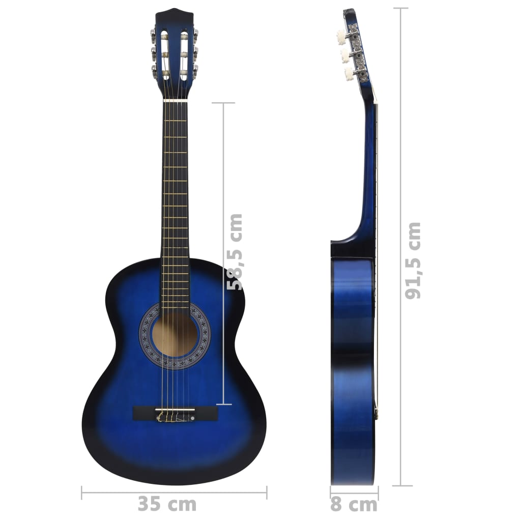 Klassikgitarre für Anfänger mit Tasche Blau 3/4 36"