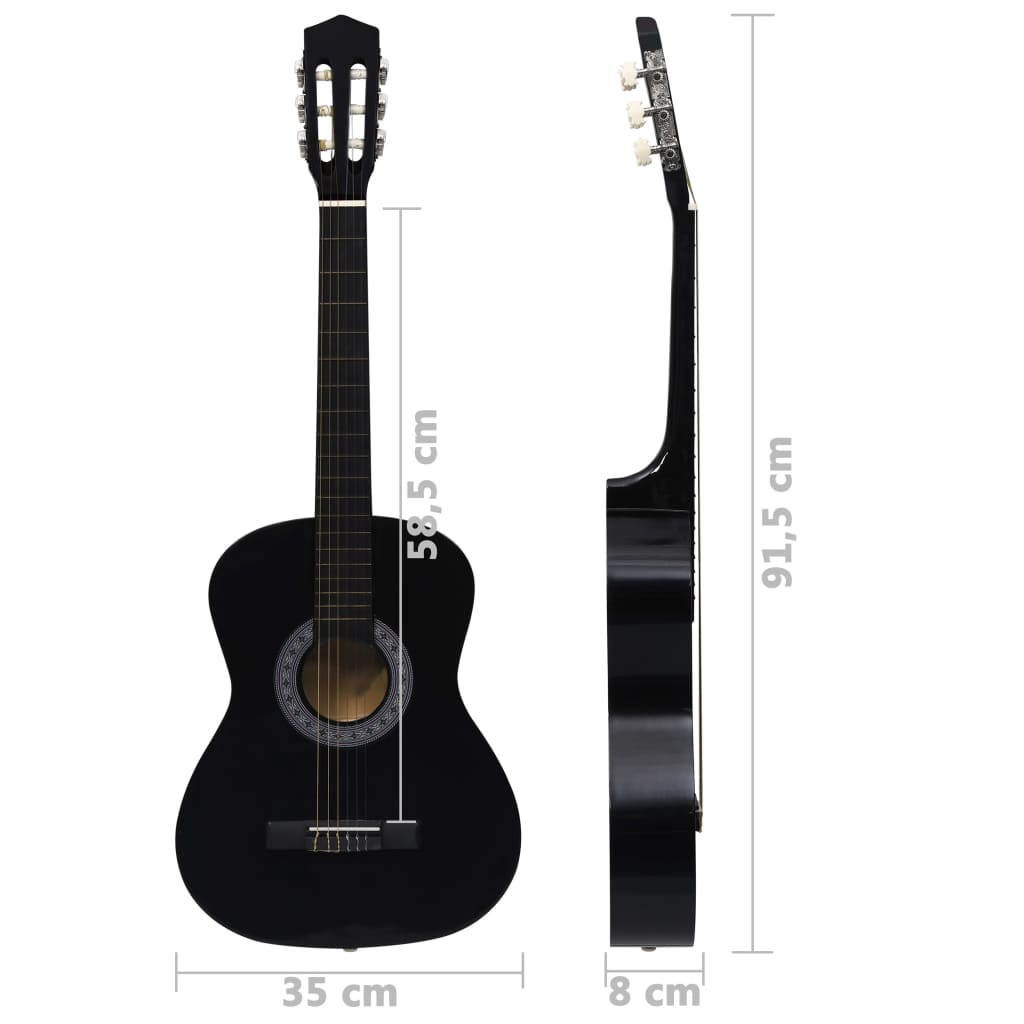 Klassikgitarre für Anfänger mit Tasche Schwarz 3/4 36"