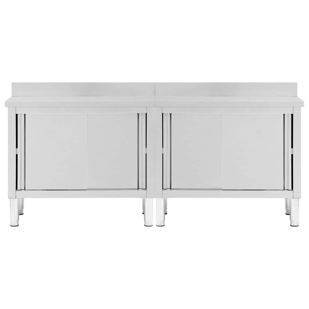 Arbeitsschränke mit Schiebetüren 2 Stk. 200x50x(95-97) cm Edelstahl