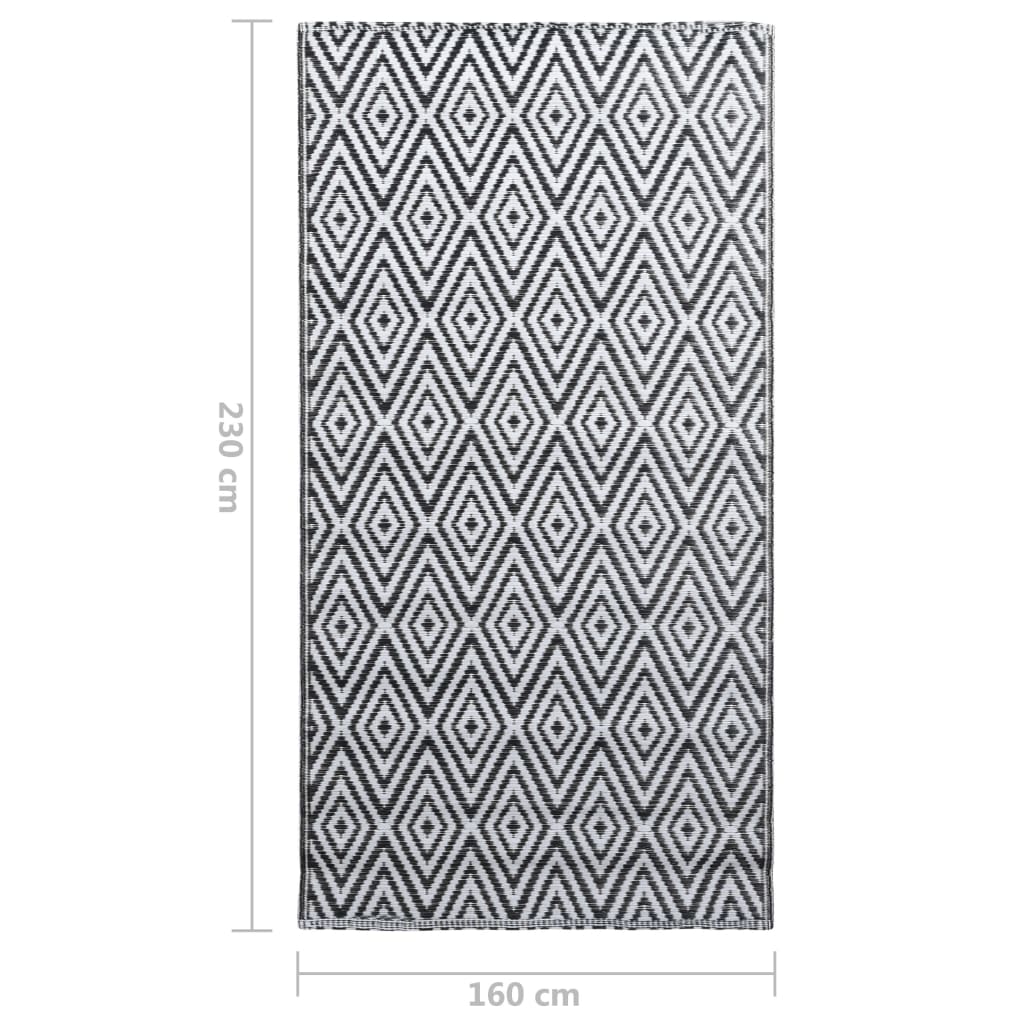 Outdoor-Teppich ARAKIL Weiß und Schwarz 160x230 cm PP